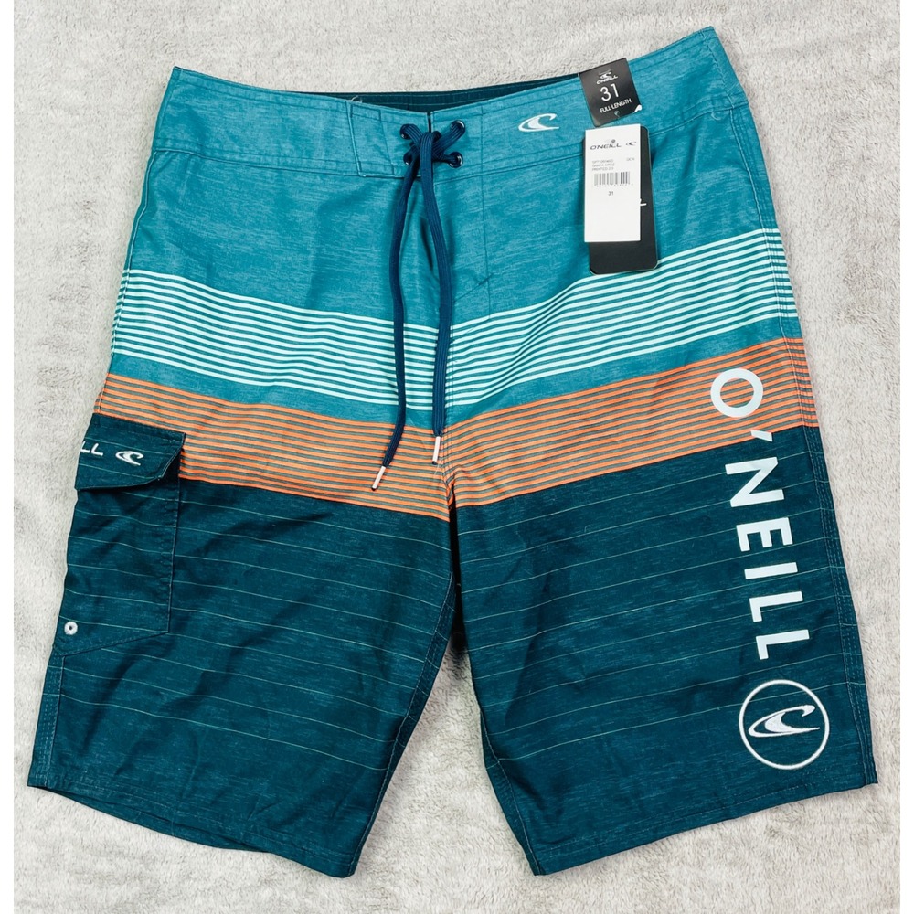 O'Neill Santa Cruz Printed 2.0 Board Shorts Mens 31 Teal Orange New